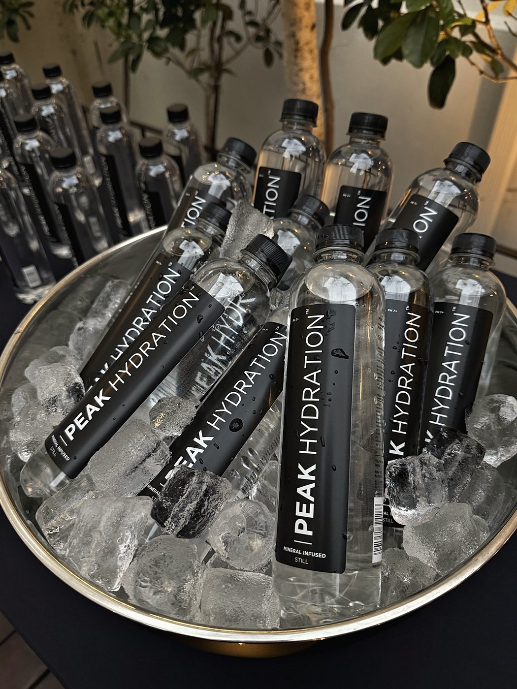Peak Hydration bottles on ice